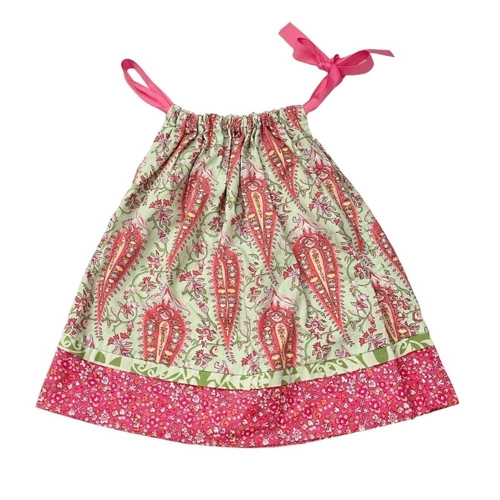 Handmade Light Green and Pink Paisley Halter Tank Top US 12 Girl